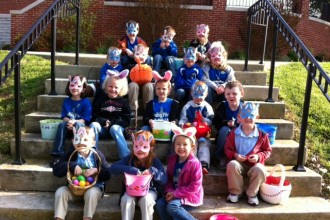 Students in Amanda Carney’s preschool class at St. Dominic School in Springfield, Ky., enjoyed an Easter egg hunt before spring break.