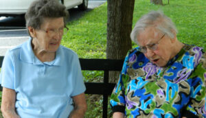 Ralston, left, and Sister of Charity of Nazareth Margaret Hohman reunited in Nazareth, Ky., late last month where they recalled their high school days at Presentation Academy. Record Photo by Ruby Thomas