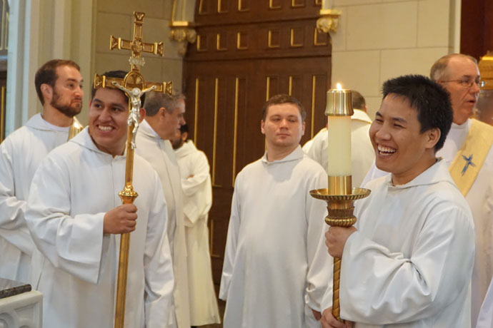 Record File Photo by Marnie McAllister Seminarians of the Archdiocese of Louisville shared a laugh prior to the ordination of two new priests in May. This year, there are 18 men in formation for the priesthood in the archdiocese. Father Michael Wimsatt, director of the Vocation Office, said they bring joy to their vocation. A full listing of the seminarians and their photos are below.