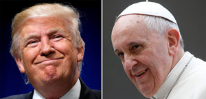 U.S. President Donald Trump and Pope Francis are seen in this composite file photo. The two leaders are scheduled to meet at the Vatican May 24. (CNS photo/Reuters)