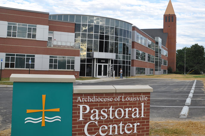 The Archdiocese of Louisville Pastoral Center, 3940 Poplar Level Road, will be blessed by Archbishop Joseph E.Kurtz and opened to the public on Oct. 28. The event will begin at 1:30 p.m. in Holy Family Church, which is located on the same campus, with remarks by the archbishop and special guests. Guests will process from the church to the new center for the blessing and prayer. The open house will follow from 2 p.m. to 4 p.m. (Record Photo by Jessica Able)