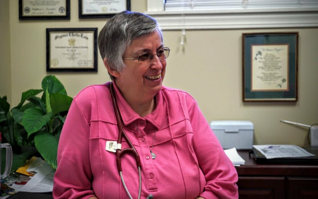 Sister of Charity of Nazareth Paula Merrill is pictured in her medical clinic in rural Mississippi in this undated photo. (Photo courtesy of the SCNs)
