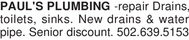 Paul’s PLUMB &REPAIR Drain cl