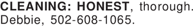 cleaning, honest, thorough, co