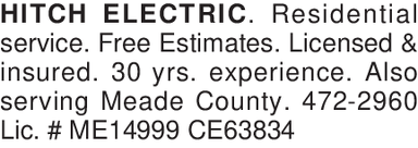 HITCH ELECTRIC, LLC. Residenti