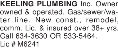 Keeling plumbing Inc