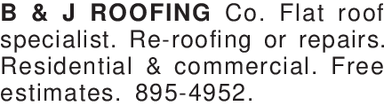 b & J ROOFING Co. Flat roof sp
